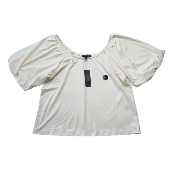 NWT Banana Republic Crepe Puff Sleeve Top Size L Large in Snow Day Ivory - Picture 3 of 11